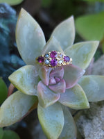 9ct gold Victorian pearl & garnet ring band - hallmarks
