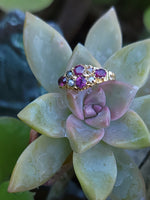 9ct gold Victorian pearl & garnet ring band - hallmarks