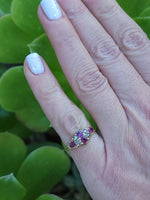 9ct gold Victorian pearl & garnet ring band - hallmarks