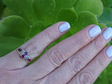 9ct gold Victorian pearl & garnet ring band - hallmarks