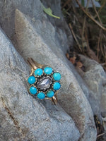 15ct gold Victorian turquoise & diamond antique ring
