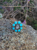 15ct gold Victorian turquoise & diamond antique ring