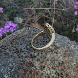 18ct Victorian enamel old mine cut diamond & enamel navette ring