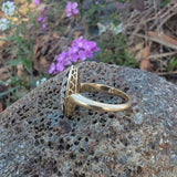 18ct Victorian enamel old mine cut diamond & enamel navette ring