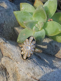 18ct Victorian enamel old mine cut diamond & enamel navette ring