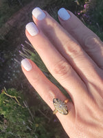 18ct Victorian enamel old mine cut diamond & enamel navette ring