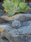 18ct gold old mine & rose cut diamond flower antiqu ring
