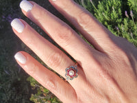 18ct gold two tone Edwardian Ruby, Pearl & Diamond ring - Hallmark