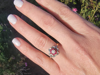 18ct gold two tone Edwardian Ruby, Pearl & Diamond ring - Hallmark