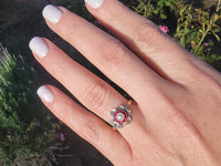 18ct gold two tone Edwardian Ruby, Pearl & Diamond ring - Hallmark