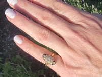 18ct Victorian enamel old mine cut diamond & enamel navette ring