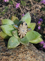 18ct Victorian enamel old mine cut diamond & enamel navette ring