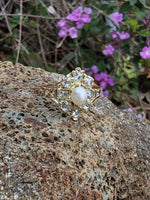 18ct gold Victorian rose cut diamond & pearl ring - Avignon