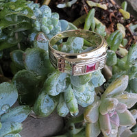 14k gold ruby & diamond estate Deco band ring MENS