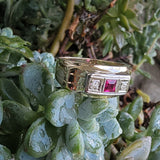 14k gold ruby & diamond estate Deco band ring MENS