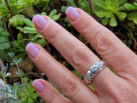 14k white gold 3 diamond estate RETRO band ring - MENS