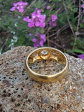 18ct gold old mine cut diamond gypsy set antique ring band