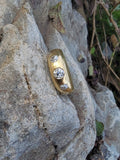 18ct gold old mine cut diamond gypsy set antique ring band