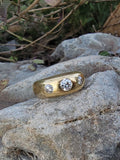 18ct gold old mine cut diamond gypsy set antique ring band