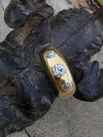 18ct gold old mine cut diamond gypsy set antique ring band