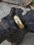 18ct gold old mine cut diamond gypsy set antique ring band
