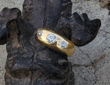 18ct gold old mine cut diamond gypsy set antique ring band