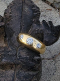 18ct gold old mine cut diamond gypsy set antique ring band