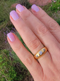 18ct gold old mine cut diamond gypsy set antique ring band