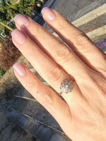18ct gold old mine & rose cut diamond flower antiqu ring