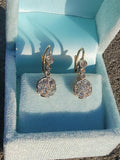 18ct two tone gold estate old cut diamond lever back earrings