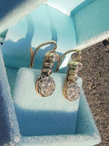 18ct two tone gold estate old cut diamond lever back earrings