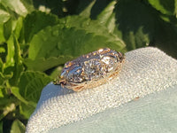 14k gold two tone Art Deco European cut diamond estate ring apx .44ct tw