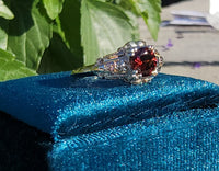14k tri colored gold Art Deco garnet ring
