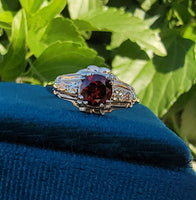 14k tri colored gold Art Deco garnet ring