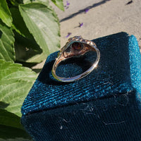 14k tri colored gold Art Deco garnet ring