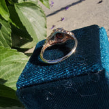 14k tri colored gold Art Deco garnet ring