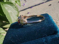 14k tri colored gold Art Deco garnet ring