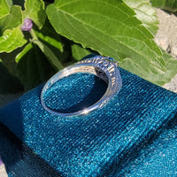 18k white gold Art Deco Aquamarine & Diamond estate Ring