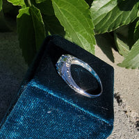 18k white gold Art Deco Aquamarine & Diamond estate Ring