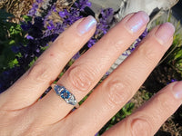 18k white gold Art Deco Aquamarine & Diamond estate Ring