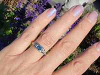 18k white gold Art Deco Aquamarine & Diamond estate Ring