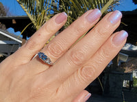 18k white gold Art Deco Aquamarine & Diamond estate Ring