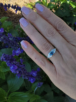 18k white gold Art Deco Aquamarine & Diamond estate Ring