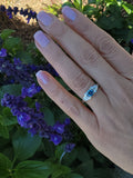 18k white gold Art Deco Aquamarine & Diamond estate Ring