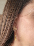 14k gold diamond estate floral earrings