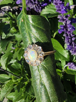 18ct gold antique opal & rose cut diamond ring