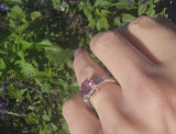 14k white pink tourmaline & princess cut diamond ring