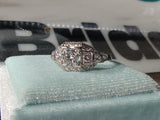 Platinum ART DECO c.1920's Euro cut diamond vintage estate antique ring