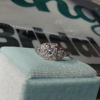 Platinum ART DECO c.1920's Euro cut diamond vintage estate antique ring