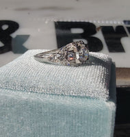 Platinum ART DECO c.1920's Euro cut diamond vintage estate antique ring